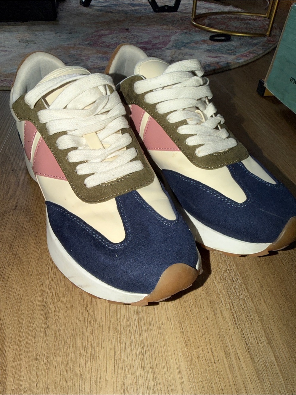 Steven Madden Colorblock Casual Sneakers in Navy, Pink, Olive & Cream